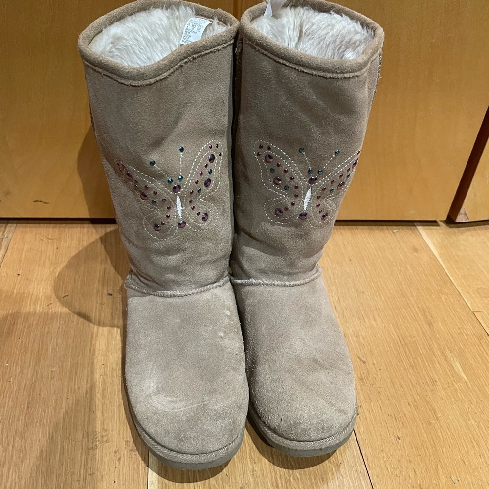 Embellished Suede Butterfly Boots
